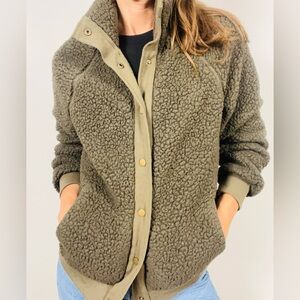 Tecrew Women’s Winter Sherpa Fleece Button Jacket – Olive Green, Size M